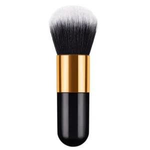 Eco Friendly Single Small Fat Pier Makeup Brush White Gold Black Gold Foldable Mini Loose Powder Brush