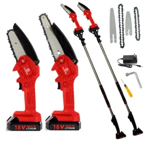 Electric High Branch Saw Household Rechargeable High altitude Pruning Garden Fruit Tree Branches Chainsaw with Extension Rod