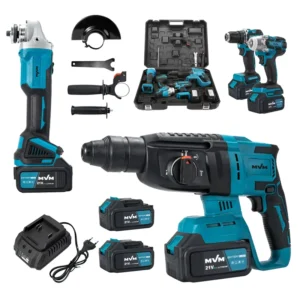 Electrical Power Combo Kit with Cordless Drill Machine Set Hand Wrench Tool Box All Tools in Plastic Case Multiple Styles