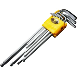 Extended Ball End Hex Key Wrench 9 Piece Set 1.5 10mm Metric Chrome Plated Hex Wrench Hex Screwdriver