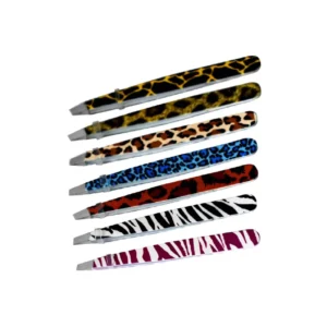 Eyebrow Tweezers Stainless Steel Slant Tip Flat Tip Pattern Printed Silk Printed Tweezers