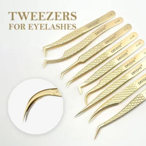 Eyelash Beauty & Tools Gold Stainless Steel Curved Tweezers for Eyelash Extension
