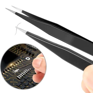 Eyelash Extension Industrial Components Maintenance ESD 10 11 12 13 14 15 16 Stainless Steel Black ESD Anti static Tweezer