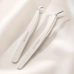 Eyelash Fiber Tip Tweezer Custom Logo Private Label Professional Precision Stainless Steel Eye Lash Extension Tweezers Tool