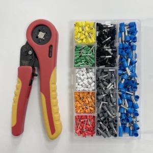 FST 10S Industrial Grade Steel Clamp Crimping Plier Hand Tool with 800PCS Set of Insulated Terminal Block Wire Ferrules Pins Kit