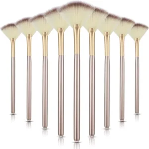 Facial Fan Brushes Soft Facial Applicator Brushes with Wood Handle for Peel Glycolic Makeup Mud Cream