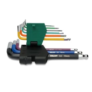 Factory 9 Long Arm Color Coded Ball Ended Hex Key Set S2 Steel Heat Treated Anti-corrosion and Rust Prevention