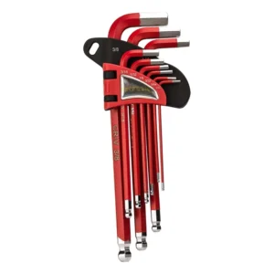 Factory 9Pcs Long Arm Ball Point Hex Key Set Chrome Vanadium Steel L Type Tamper Proof Allen Hex Key in Storage Case