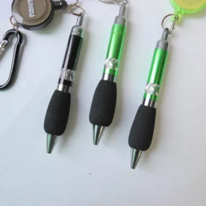 Factory Custom Logo Carabiner Clip Climbing Hook Badge Reel Metal Aluminum Ballpoint Pen Wire Grip Anti lost Tracker Plastic Pen