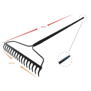 Factory Direct 16 Tine Heavy Duty Industrial Grade Lawn Leveling Rake Fiberglass Handle 1 Year Warranty Lawn Garden Patio Care