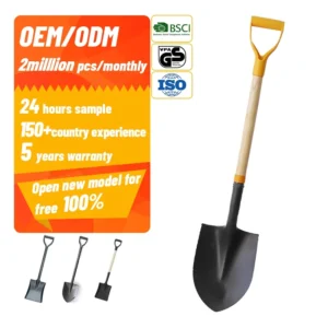 Factory Direct Produce Farming Agricultural Tools 50Mn Steel Spades Shovels with Wood Handle