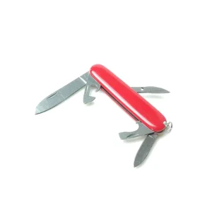 Factory Direct Sale Stainless Steel Multi-function Camping Knife Plastic Red Handle DIY OEM Customizable 2 Blades Outdoor Use