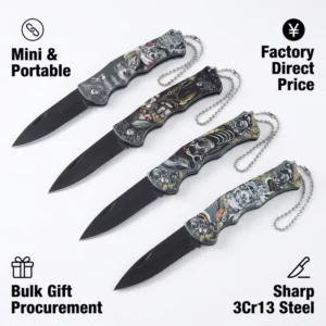 Factory OEM Custom 6-inch Length Steel Blade 3D Printed Plastic Handle EDC Mini Tactical Camping Folding Pocket Knife