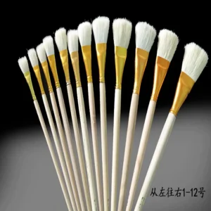 Factory Supplier 12pcs Set White Brush for Gliding Gold Leaf Tools Wooden Handle Painting Brushes