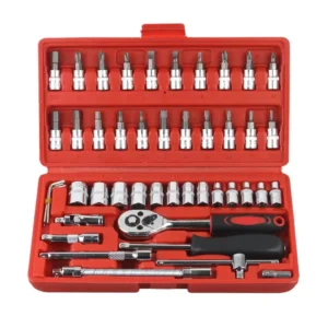 Factory Supply 46pcs Auto Repair Tool Kit 1/4 Inch Socket Set Ratchet Torque Wrench Mechanic Combo