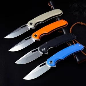 Factory Supply 9Cr18Mov Stainless Steel Folding Knife Industrial G10 Handle Serrated Edge Outdoor Camping DIY Cutting Tool