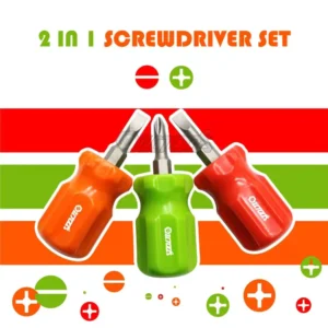 Factory Supply OEM 12pcs Mini Dual use Screwdriver Short Handle Screw Driver Small Stubby Screwdrivers Repair Tools