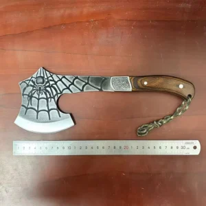 Factory Wholesales High carbon Stainless Steel Camping Hatchet with Nylon Sheath Double Edge Tomahawk Wood Handle Axe for Hiking