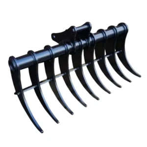 Factory direct sales Excavator Rake Attachment with Reinforced Tines for Land Clearing Rock & Root Removal and Forestry Use