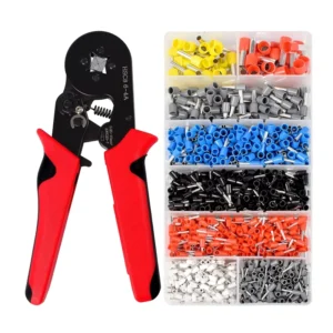 Ferrule Crimping Tool Kit Wire Ferrules Crimpers Pliers Kit Ratchet Tools with Terminals Connectors AWG24-10 Wiring Connectors