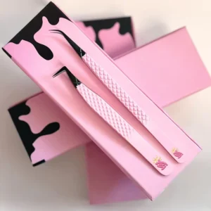 Fiber Tip Japanese Steel Lash Tweezers Thin Straight Volume Tweezer 45 90 Degree Lash Extension Skinny Boot Tweezers