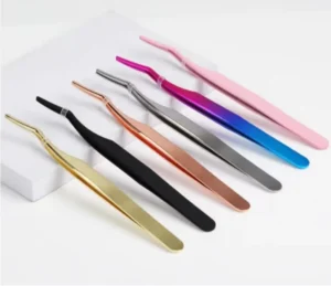 Fiber Tip Tweezer for Ear Seeds Lash Tweezers Custom Logo Box Packaging Lash Extension Tweezers
