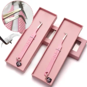 Fiber Tips Professional Eyelash Extension Tweezers for Perfect Grip to Lashes Never Slips Even 0.03mm Lashes 75 Degree Bend