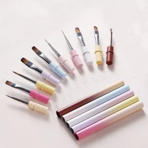 Fine Smooth Hair Nail Painting Brushes Detachable Double Sides Metal Handle Nail Art Nylon Brush