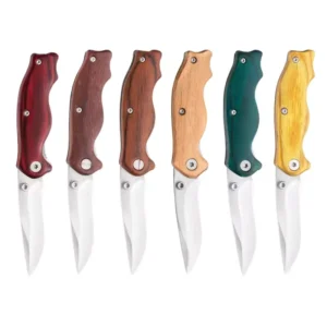 Folding Pocket Camping Knife Stainless Steel Blade 5 Color Wooden Handle for Outdoor Hunting DIY
