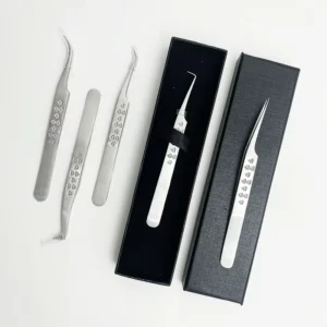 Free Customize Logo Fiber Tip Volume Lash Tweezers 45 75 90 Degree Nano Grip Tweezers Anti Static Eyelash Extension Tweezers