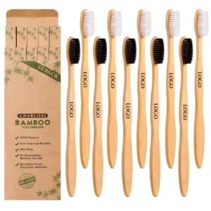 Free Sample Custom Biodegradable Eco Friendly Black Soft Bamboo Tooth Brush Charcoal Bambo Bambu Bamboo Toothbrush