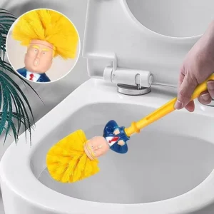 Fun Design Toilet Brush with 360° Cleaning Quick Drain Base Yellow Bristles Novelty Bathroom Cleaning Tool