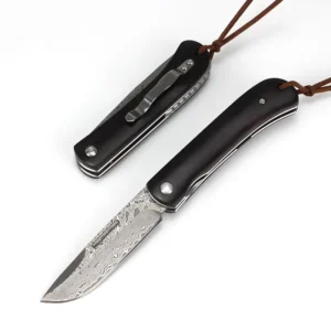 GT962 High Hardness Damascus Steel Folding Knife Ebony Handle Camping Portable Survival Knife Outdoor Knives