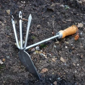 Garden Double Head Hoe Weeder and Rake Tool for Planting Digging Soil Cultivation with Wooden Handle