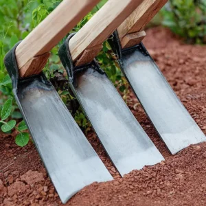 Garden Hoe Carbon Steel Heavy Duty Rake Hoe Silver Brown Black for Gardening Yard Lawn Outdoor Digging Soil Grass Planting