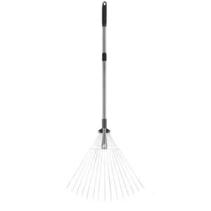 Garden Landscaping Flat Ground Leaf Sweeping Lawn Stainless Steel Multi tooth Telescopic Farm Tool Teeth Fallen Leaf Grass Rake