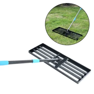 Garden Lawn Leveling Rake 2m Long Handle Heavy Duty Carbon Steel Soil Lawn Leveler with 5 Section Rod
