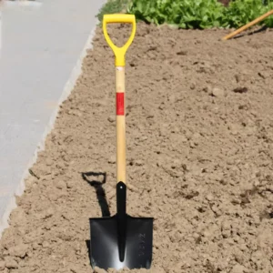 Garden Spade Shovel with D Handle and Stainless Steel Blade Black Electrophoretic Coating Square Shape for Planting & Digging