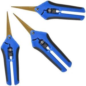 Garden Supplies Gold Titanium Plating Curved Stainless Steel Blades Pruner 6.5” Flower Pruning Shears Micro Tip Scissors