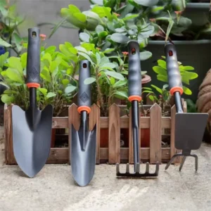 Garden Tool Set Shovel Spade Hoe Trowel Rake Heavy Duty Steel Digging Tools for Outdoor Planting Vegetable Flower Succulent Kit