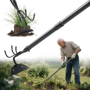 Garden Weed Stirrup Hoe Long Handle Weeding Tool with Rake Hand Hoe for Fast Weeds Grass Removal