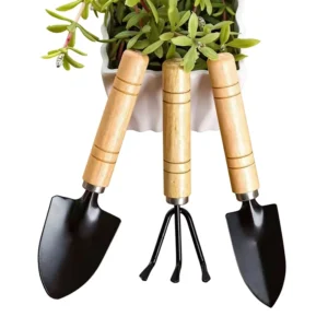 Gardening Three-Piece Set Wooden Small Shovel Mini Spade for Potted Plants Indoor Flower Pot Soil Loosening Tool Planting
