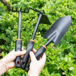 Gardening Three piece Stainless Steel Set for Flower & Vegetable Growing Soil Loosening Tools Shovel Spade Rake Outdoor Digging