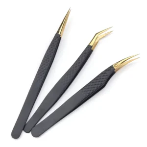 Gmagic NE 45 90 Degree Lash Extension Supplies Tweezers Light Grip Fiber Tip Set Best Diamond Tip Steel Lash Tweezers for Women