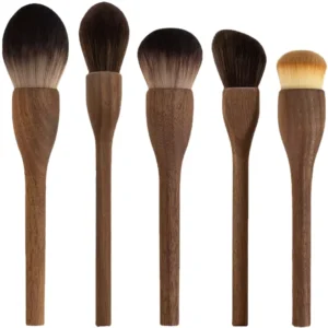 Goat Hair Walnut Wood Makeup Setting Brush Professional Face Flat & Powder Brushes with Concealer Angular Blush