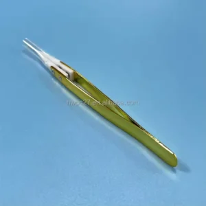 Golden Handle with Special Pointed Tweezer Head and Small Bent Tweezer Tool