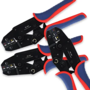 HS 30J Industrial Grade Ratchet Carbon Steel Crimper for Insulated Cord Ends Tubular Terminals Rubber Handle Hand Wire Crimping