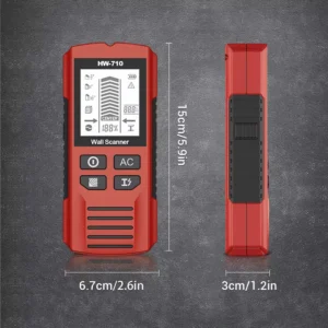 HW 710 Multi color Wall Scanner Handheld Stud Finder AC Cable Wires Depth Tracker Electronic Wood Orange Red Gray