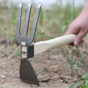 Hand Digger and Hoe Combo Garden Tool Dual Headed Weeding Tool for Gardening Weeding Planting Loosening Soil and Digging