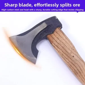 Hand Forged Carbon Steel Axe Ergonomic Wooden Handle for Outdoor Camping Hunting and Bushcraft Activities